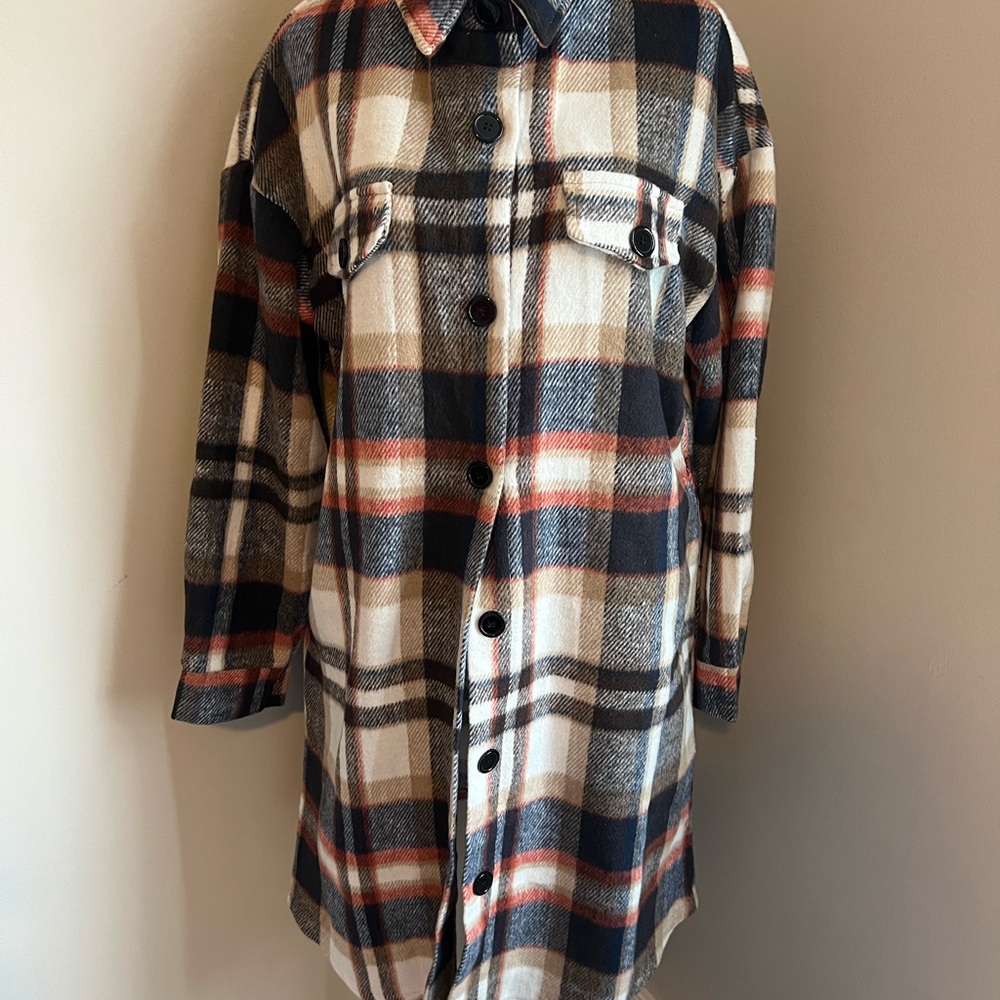 Plaid Button-Up Women's Coat